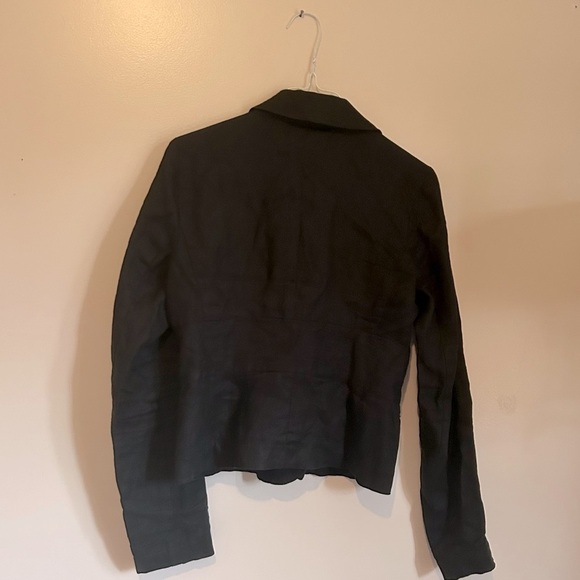 Linen cropped black blazer - Picture 3 of 3